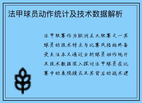 法甲球员动作统计及技术数据解析